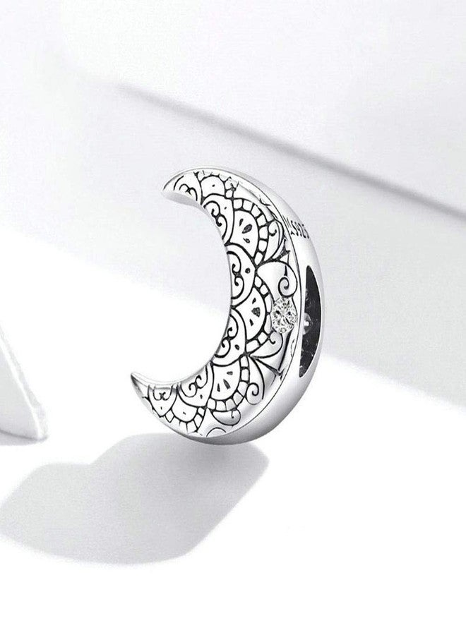 LAMOONY 925 Sterling Silver Feather Heart Charm (Moon) for Pandora Charm Bracelet - Image 5
